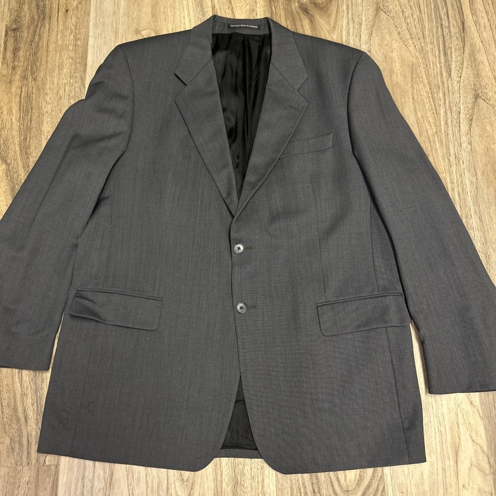 S Cohen Prestige REDA 100% Wool Black GrayBlazer Jacket‎ 44Tall